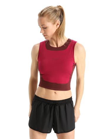 Dámské Tričko Icebreaker ZoneKnit™ Merino Cropped Bra-Tank Růžové | CZ 1374ZUTG
